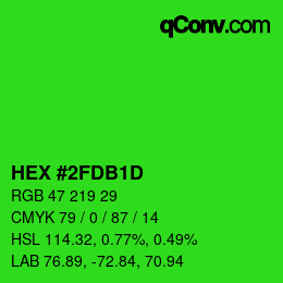 Color code: HEX #2FDB1D | qconv.com