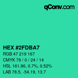 Color code: HEX #2FDBA7 | qconv.com