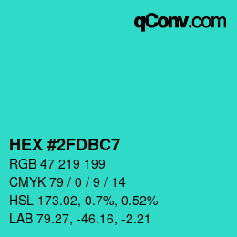 Color code: HEX #2FDBC7 | qconv.com