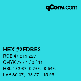 Color code: HEX #2FDBE3 | qconv.com