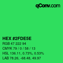 カラーコード: HEX #2FDE5E | qconv.com