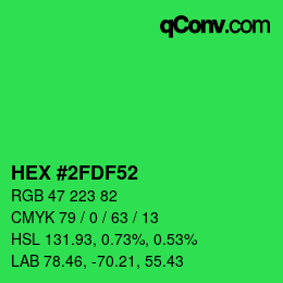 Farbcode: HEX #2FDF52 | qconv.com