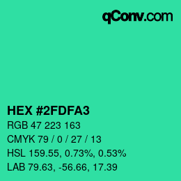 Color code: HEX #2FDFA3 | qconv.com