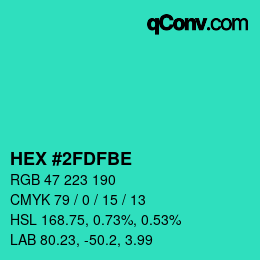 カラーコード: HEX #2FDFBE | qconv.com