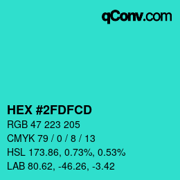 カラーコード: HEX #2FDFCD | qconv.com