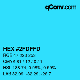 Color code: HEX #2FDFFD | qconv.com
