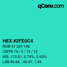 颜色代码: HEX #2FE0C4 | qconv.com