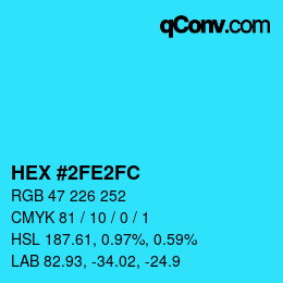 Color code: HEX #2FE2FC | qconv.com