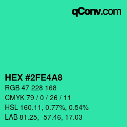 Color code: HEX #2FE4A8 | qconv.com