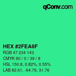 Color code: HEX #2FEA8F | qconv.com