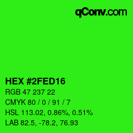 Color code: HEX #2FED16 | qconv.com