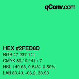 Color code: HEX #2FED8D | qconv.com