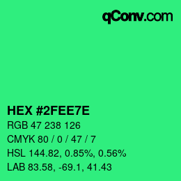 Color code: HEX #2FEE7E | qconv.com