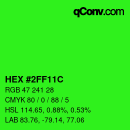 Color code: HEX #2FF11C | qconv.com