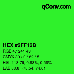 Color code: HEX #2FF12B | qconv.com