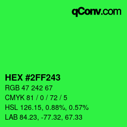 Color code: HEX #2FF243 | qconv.com