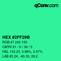 Color code: HEX #2FF29B | qconv.com