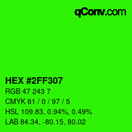 Color code: HEX #2FF307 | qconv.com