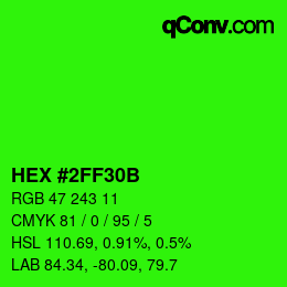 Color code: HEX #2FF30B | qconv.com