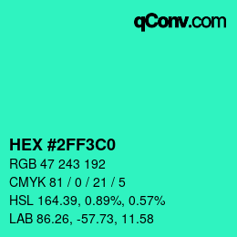Código de color: HEX #2FF3C0 | qconv.com