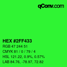 Color code: HEX #2FF433 | qconv.com