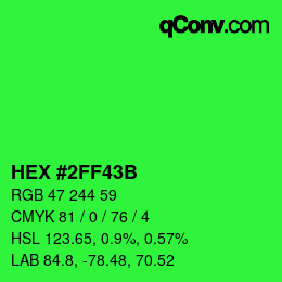 Color code: HEX #2FF43B | qconv.com