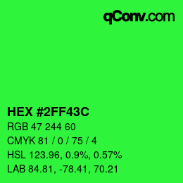 Color code: HEX #2FF43C | qconv.com