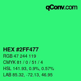 Color code: HEX #2FF477 | qconv.com