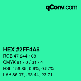 Color code: HEX #2FF4A8 | qconv.com