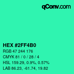 Color code: HEX #2FF4B0 | qconv.com