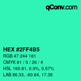 Color code: HEX #2FF4B5 | qconv.com