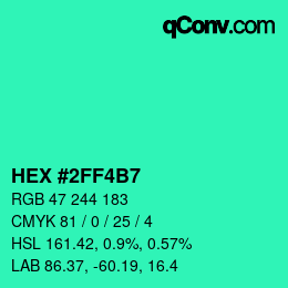 Color code: HEX #2FF4B7 | qconv.com