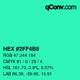 Color code: HEX #2FF4B8 | qconv.com