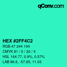 Farbcode: HEX #2FF4C2 | qconv.com