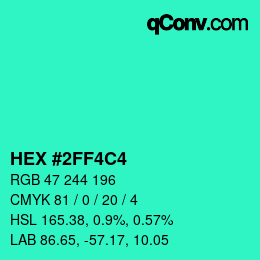 Color code: HEX #2FF4C4 | qconv.com