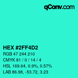 Color code: HEX #2FF4D2 | qconv.com