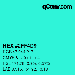 Color code: HEX #2FF4D9 | qconv.com