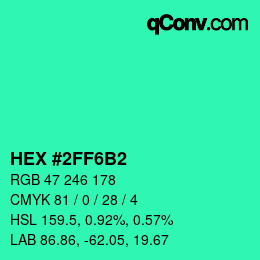 Color code: HEX #2FF6B2 | qconv.com