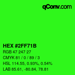 Color code: HEX #2FF71B | qconv.com