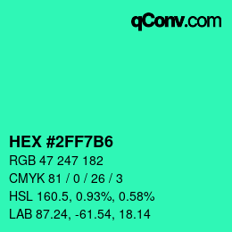 カラーコード: HEX #2FF7B6 | qconv.com