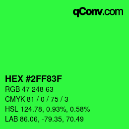 Color code: HEX #2FF83F | qconv.com