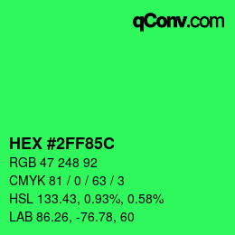Color code: HEX #2FF85C | qconv.com