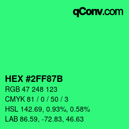 Color code: HEX #2FF87B | qconv.com