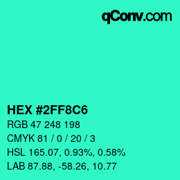 Color code: HEX #2FF8C6 | qconv.com