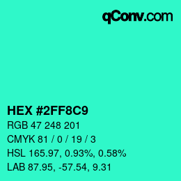 Color code: HEX #2FF8C9 | qconv.com
