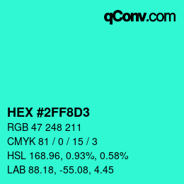 Color code: HEX #2FF8D3 | qconv.com