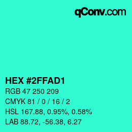 颜色代码: HEX #2FFAD1 | qconv.com