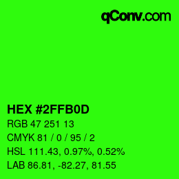 カラーコード: HEX #2FFB0D | qconv.com