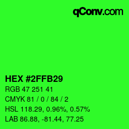 Color code: HEX #2FFB29 | qconv.com