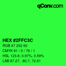 Color code: HEX #2FFC3C | qconv.com